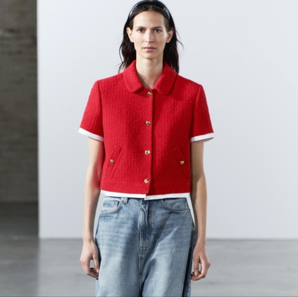 ZARA TEXTURED CROPPED JACKET ZW COLLECTION BNWT - Picture 3 of 7